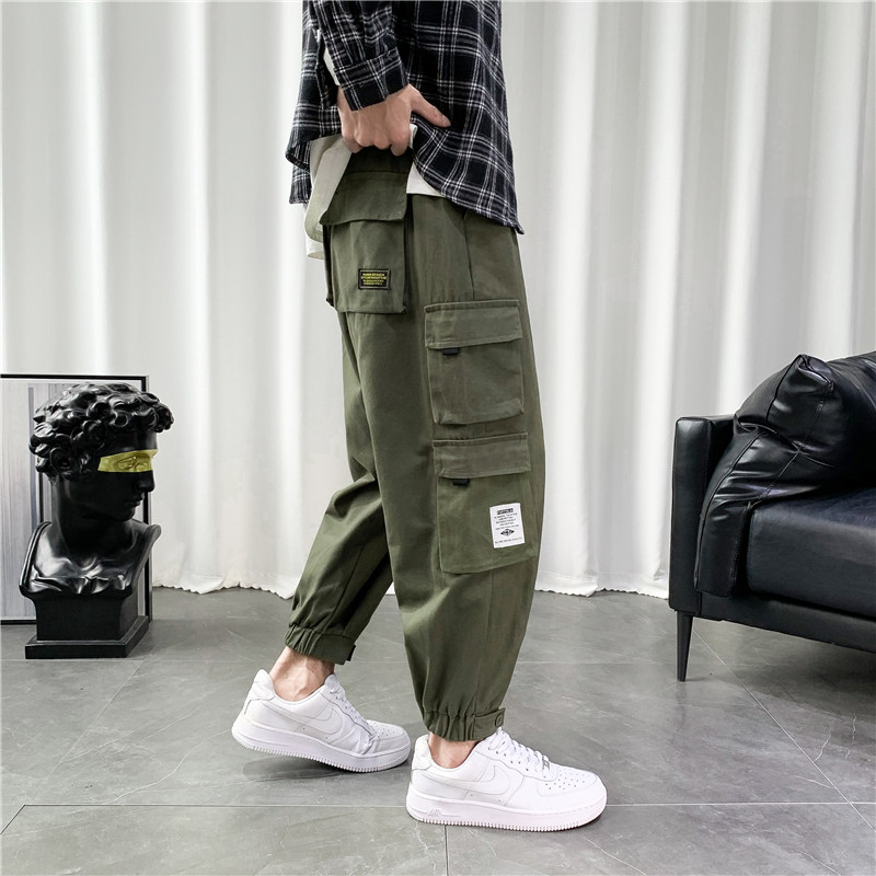 工装裤男日系束脚裤潮牌宽松多口袋长裤春季九分303-KZ24(纯棉），男装工装外套，四季星座303A