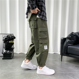 工装裤男日系束脚裤潮牌宽松多口袋长裤春季九分303-KZ24(纯棉），男装工装外套，四季星座303A
