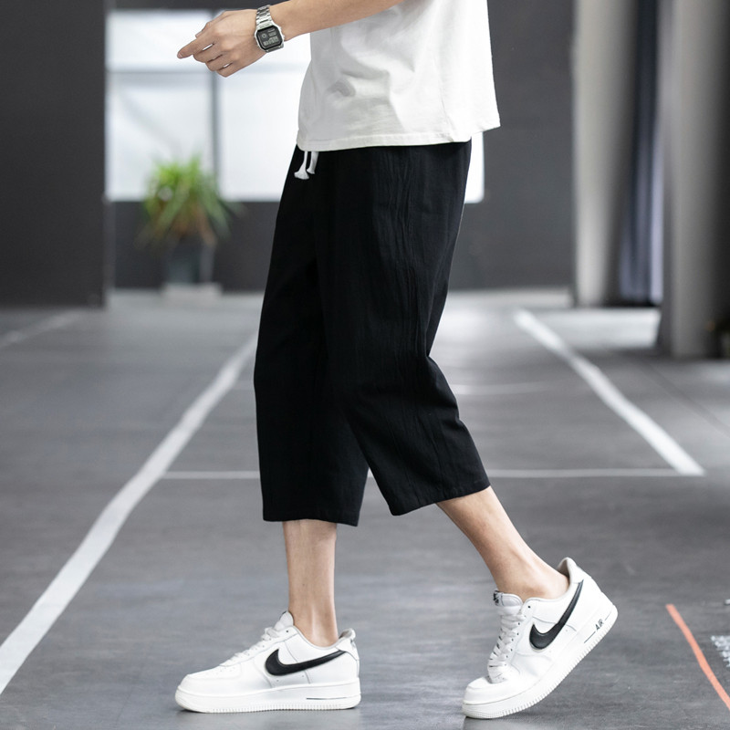 短裤男士夏季薄款宽松棉麻七分休闲八分亚麻运动裤九分裤子K821,男装牛仔裤,四季星座303A