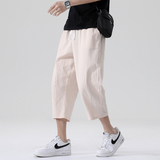 夏季休闲裤男百搭棉麻宽松亚麻裤韩版潮流七分裤八分直筒K821P20，男装牛仔裤，四季星座303A