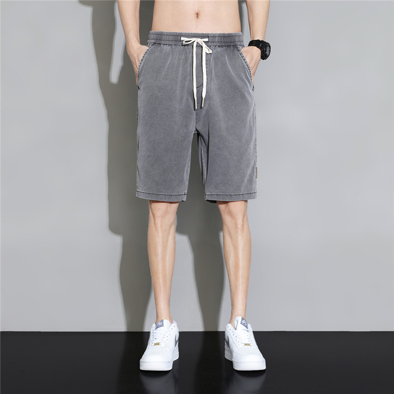 K219天丝牛仔短裤男夏季薄款冰丝莱赛尔潮宽松运动休闲五分中裤,男装牛仔裤,四季星座303A
