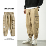 工装裤男日系束脚裤潮牌宽松多口袋长裤春季九分303-KZ24(纯棉），男装工装外套，四季星座303A