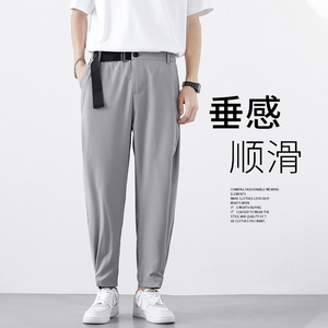 潮男装春夏休闲裤九分裤束脚裤社会精神小伙西裤子哈伦K449P25图片