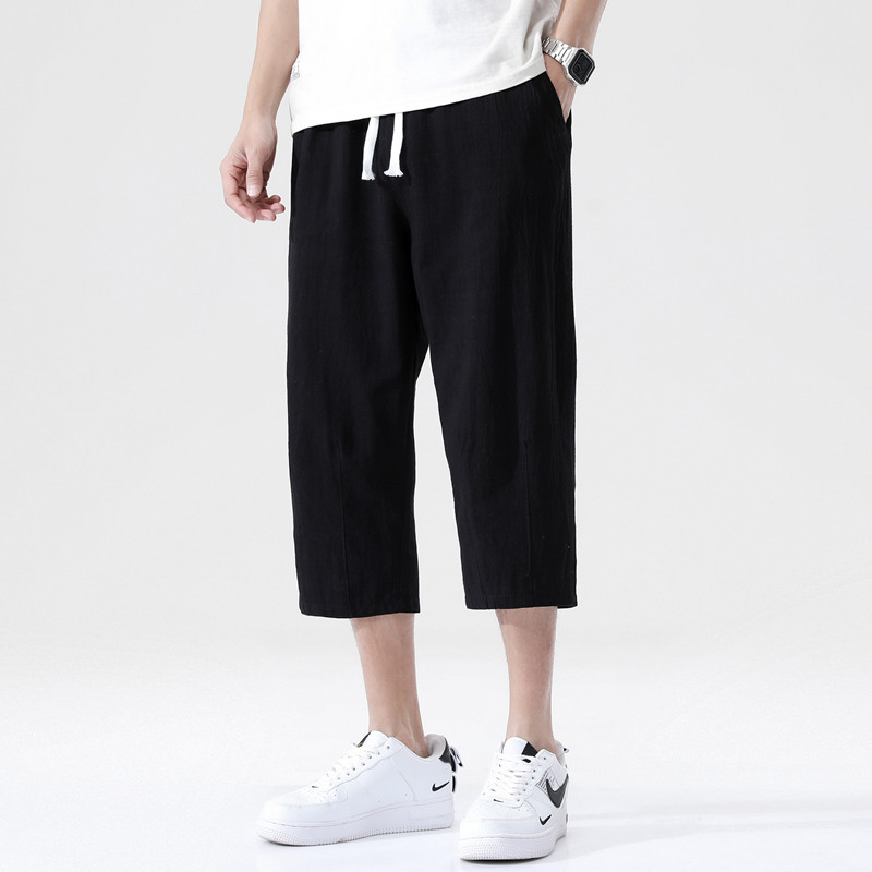 夏季休闲裤男百搭棉麻宽松亚麻裤韩版潮流七分裤八分直筒K821P20,男装牛仔裤,四季星座303A