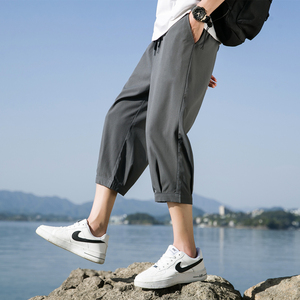 七分裤男夏季薄款冰丝宽松大码运动休闲短裤高街ins潮流 K970P17图片