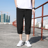 男夏季薄款冰丝休闲裤男士宽松直筒运动短裤胖子潮7分裤子K970P17，男装牛仔裤，四季星座303A