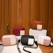 女包休闲小方包单肩斜挎包撞色手机包pu小包跨境耐磨质优简约轻便