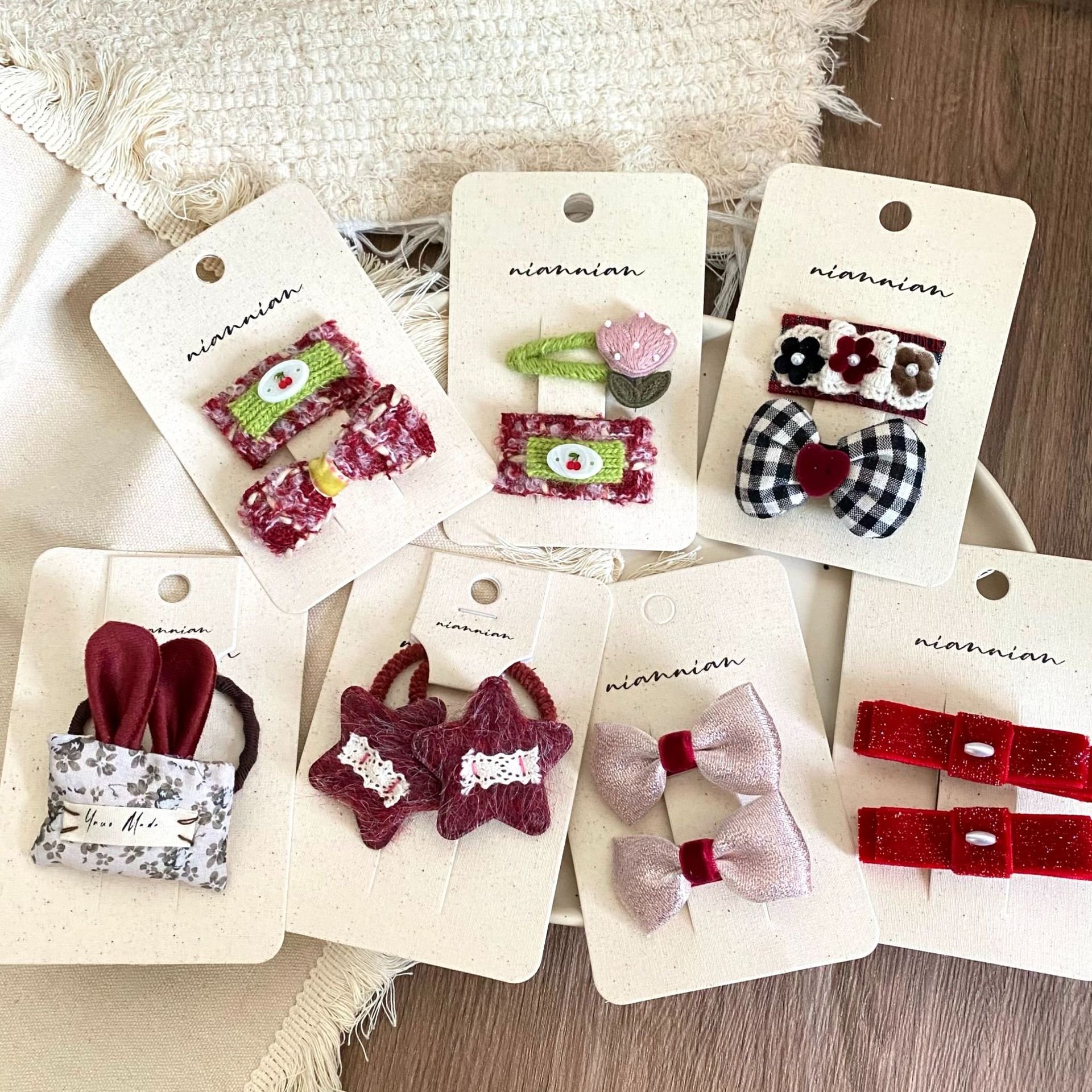 念念新款星星蝴蝶结花朵儿童发夹发圈发卡边夹皮筋