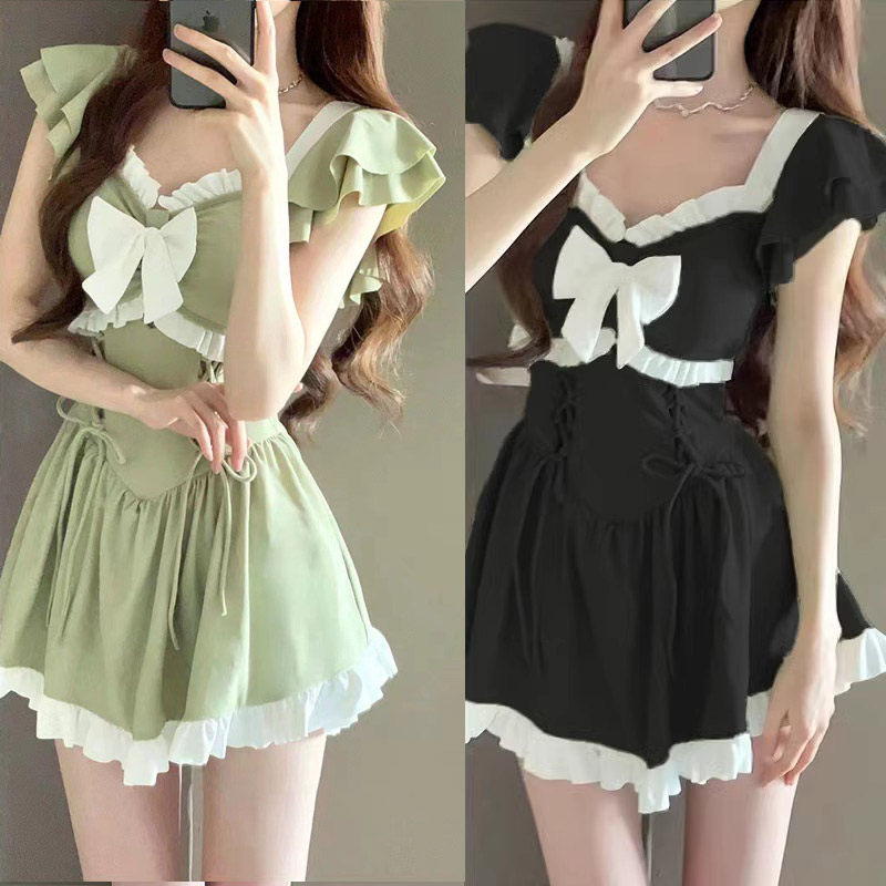 青春期女大童泳衣初中生连体