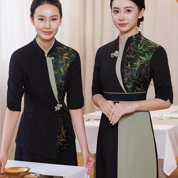 2025亿珑春夏新款金丝竹新中式提花酒店餐饮火锅茶社店员工装男女