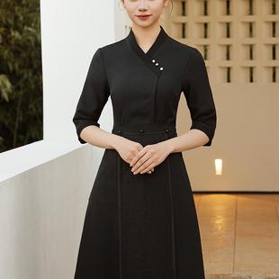 2025亿珑春夏新款打折琵琶襟新中式前台经理领班领位工装制服中袖