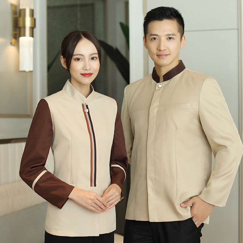 亿珑经典织带米色PA客房物业管理清扫工作制服酒店大堂保洁大码女
