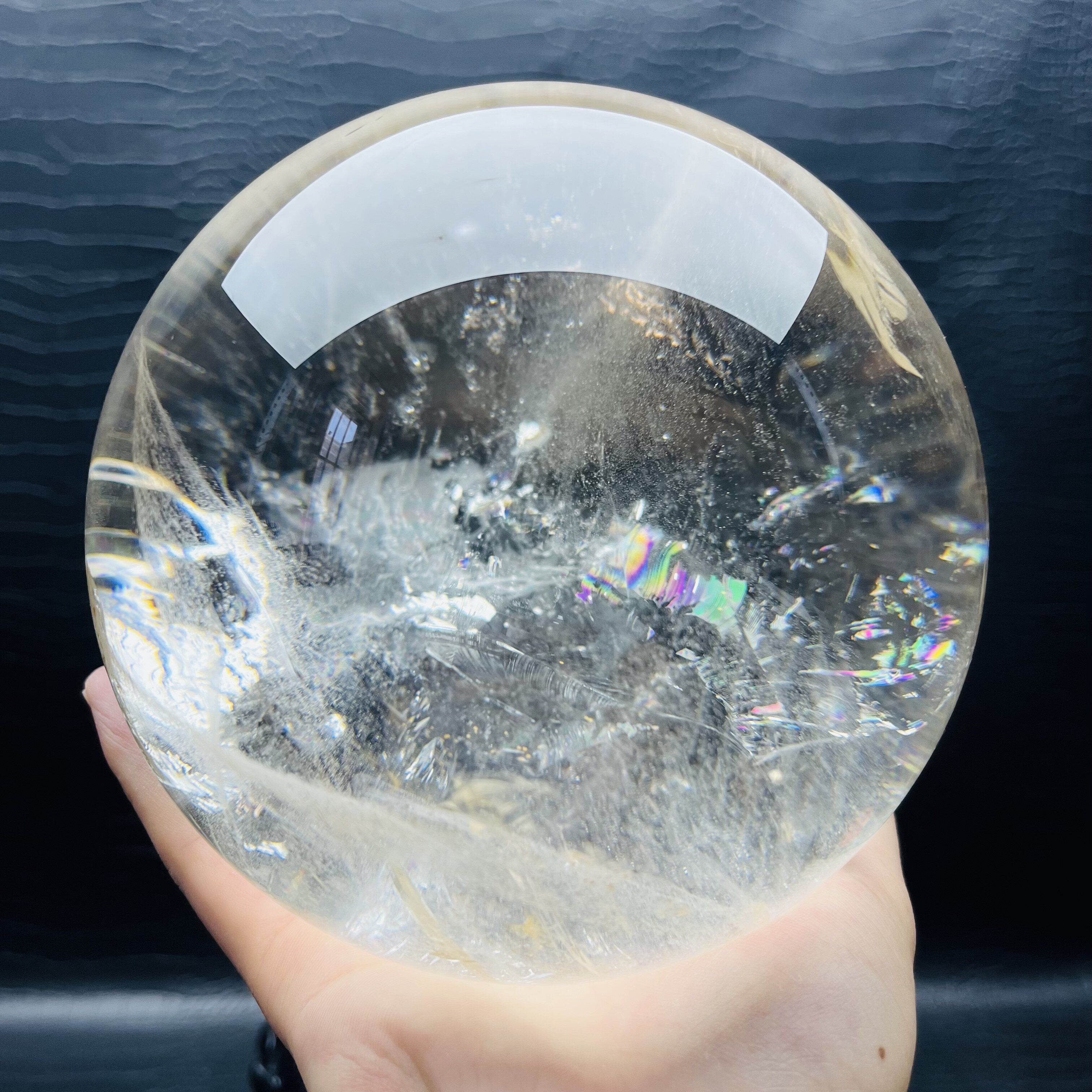 巴西天然白水晶球风水摆件