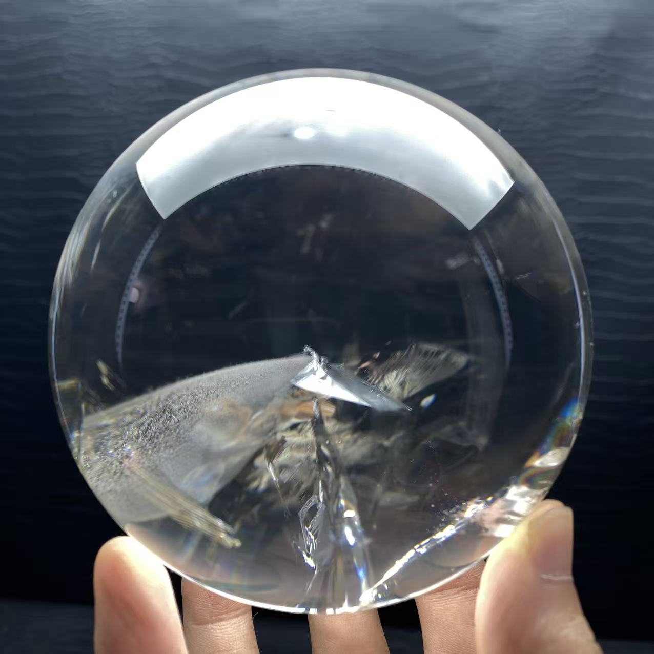天然巴西白水晶球高能量摆件