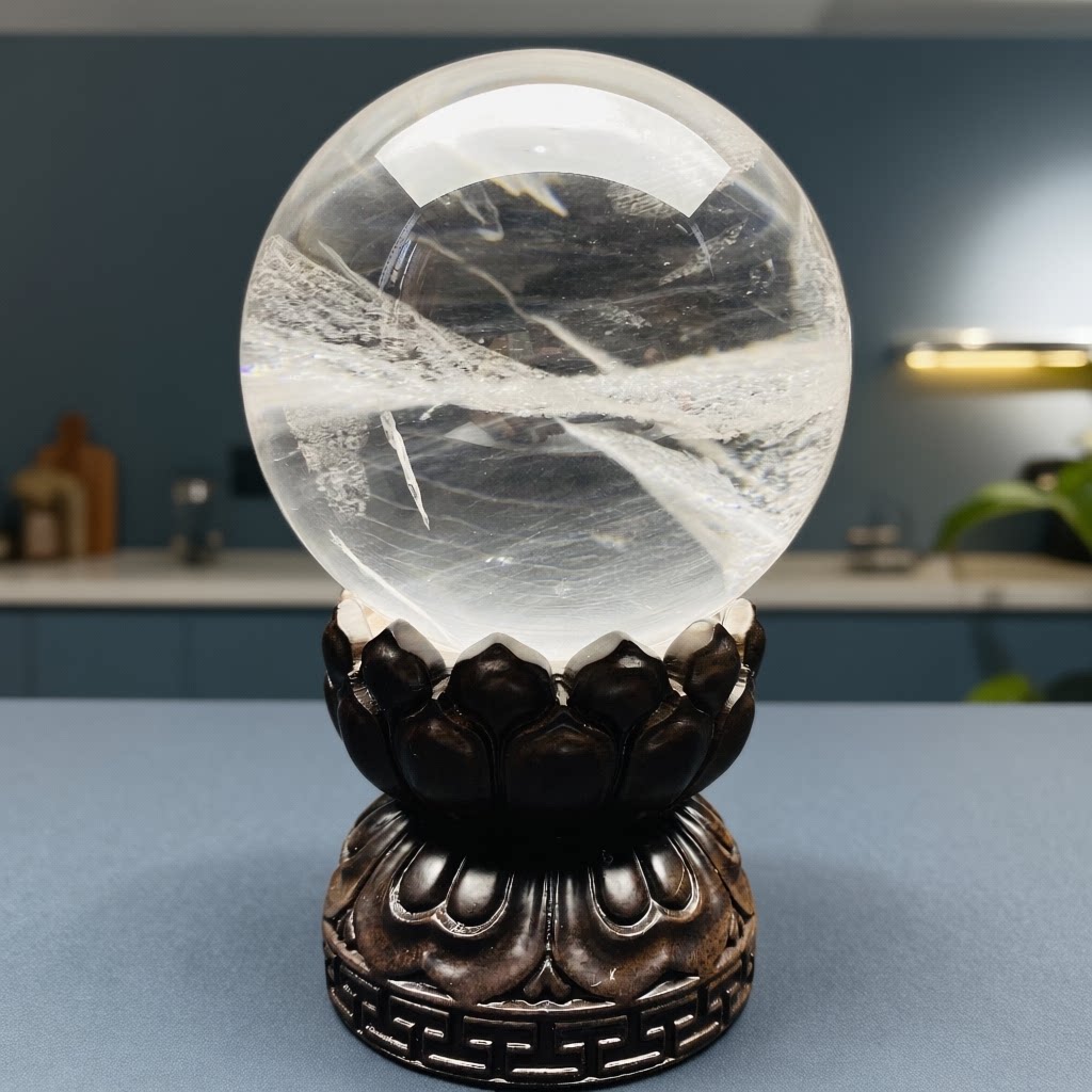 天然白水晶球高透星空意境礼品