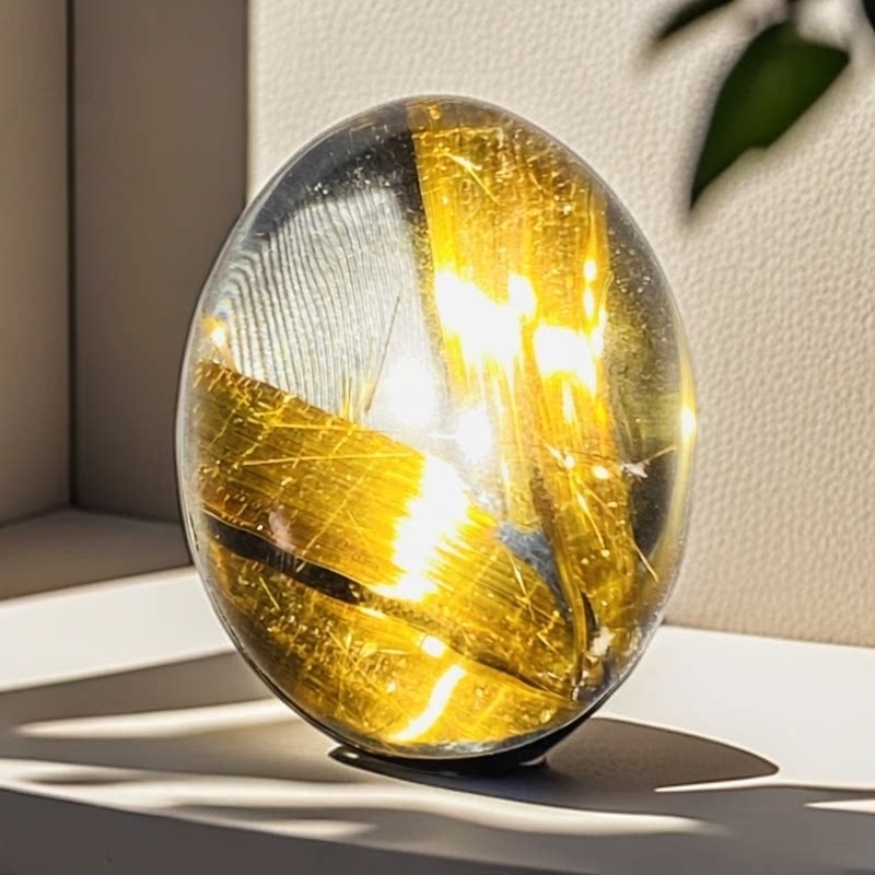 A9天然巴西钛晶蛋面原石打磨挂件配绳打孔百搭生日节日礼物礼品