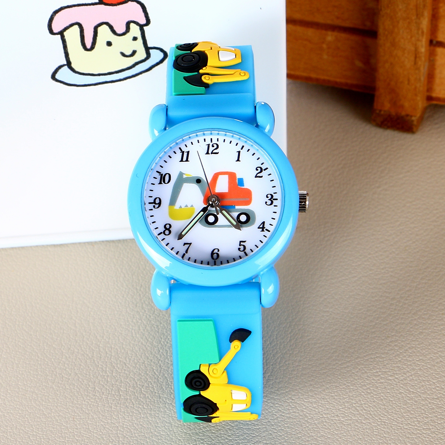 儿童卡通挖掘机手表防水