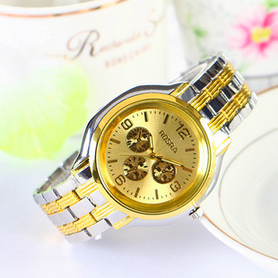 石英表 情侣表防水老年人腕表钢带石英表男款 老人手表男士 爸爸女款