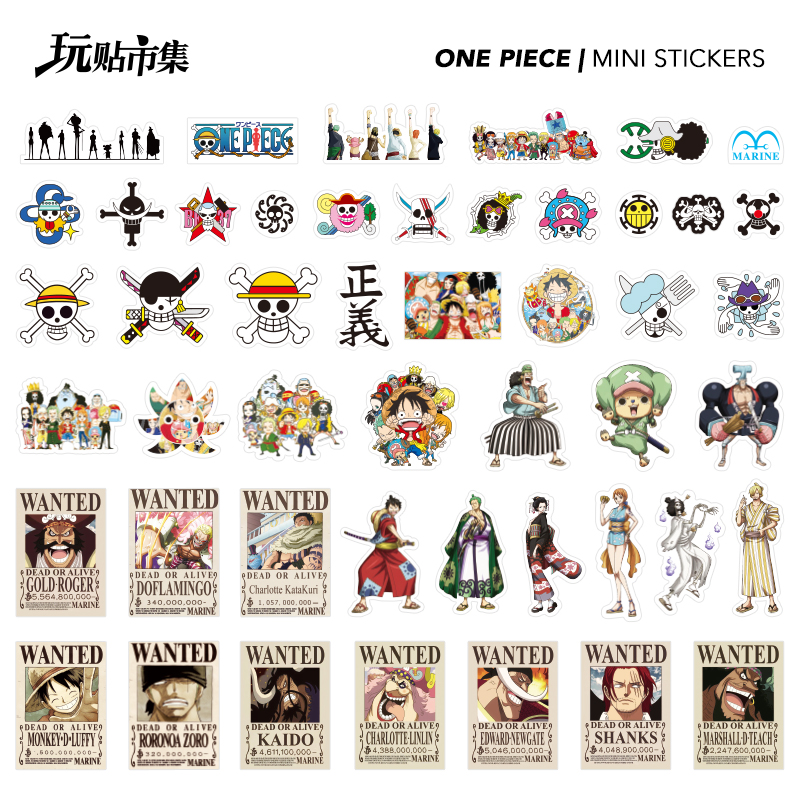 迷你动漫路飞行李箱头盔防水贴纸