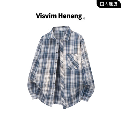 【品牌现货撤柜】VISVIM HENENG春季新款潮流条纹绣花长袖衬衫男