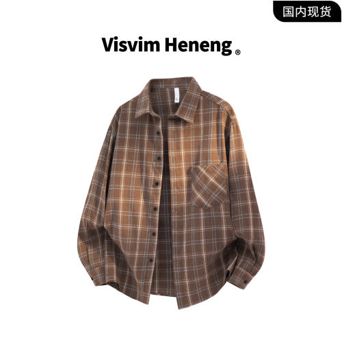 【品牌现货撤柜】VISVIM HENENG春季新款潮流条纹绣花长袖衬衫男