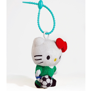50周年足球小将hellokitty猫包包挂件公仔玩偶钥匙扣挂饰 日本代购