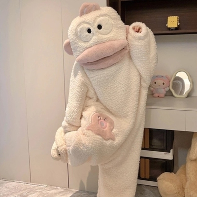 汉顿亲子儿童睡衣女款冬季珊瑚绒加厚加绒男女童连体家居服