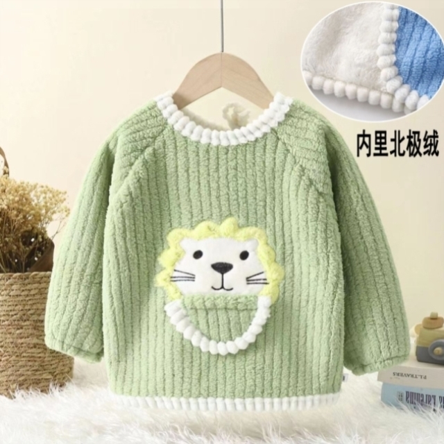 宝宝冬天套棉袄罩衣秋冬季加绒儿童护衣小孩吃饭罩衫外穿婴儿围兜