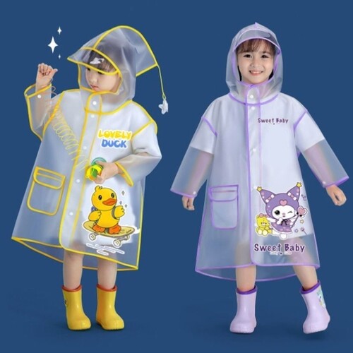儿童雨衣幼儿园宝宝女男童小学生上学专用卡通透明雨披衣带书包位