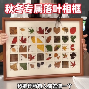 落叶树叶标本相框48宫格手工diy秋天叶子收集展示装饰摆件画框