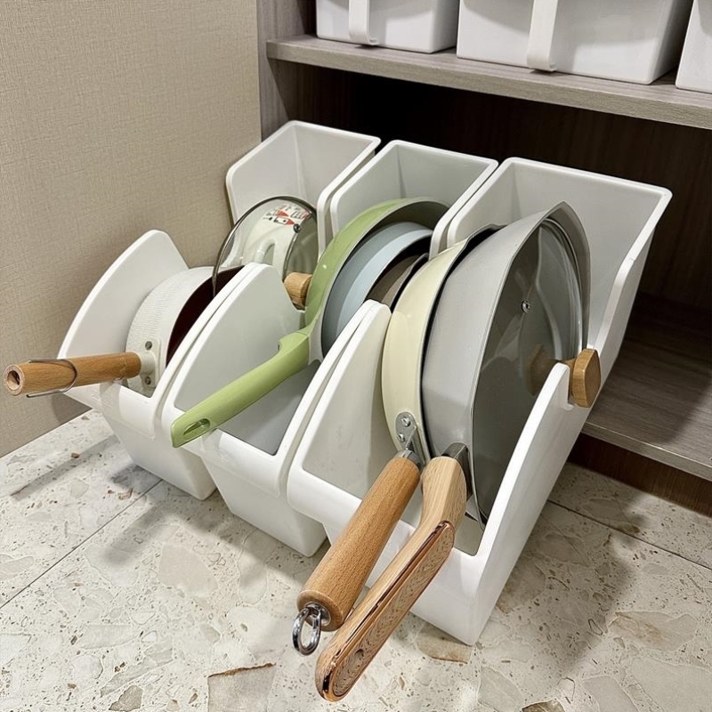 厨房收纳盒锅具锅盖置物架橱柜下水槽储物架子带滑轮锅具收纳神器