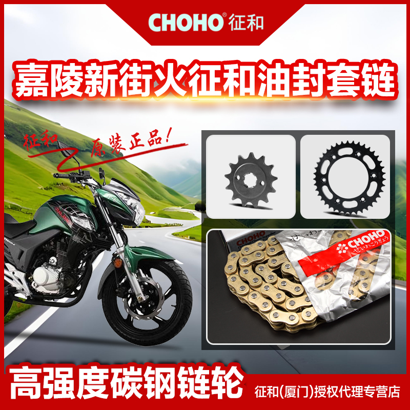 适用嘉陵摩托车新街火JH200 链盘齿轮牙盘链轮征和正品油封链条