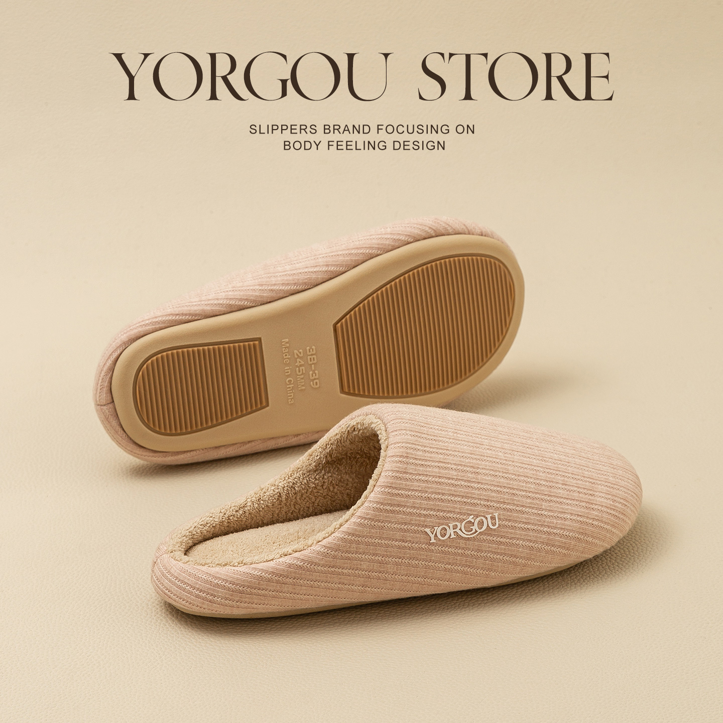 远港布艺静音棉拖鞋女秋冬季室内保暖加绒居家用软底地板拖男冬天