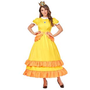 新款黛西公主cosplay服装超级马里奥化妆舞会宫廷角色扮演公主裙