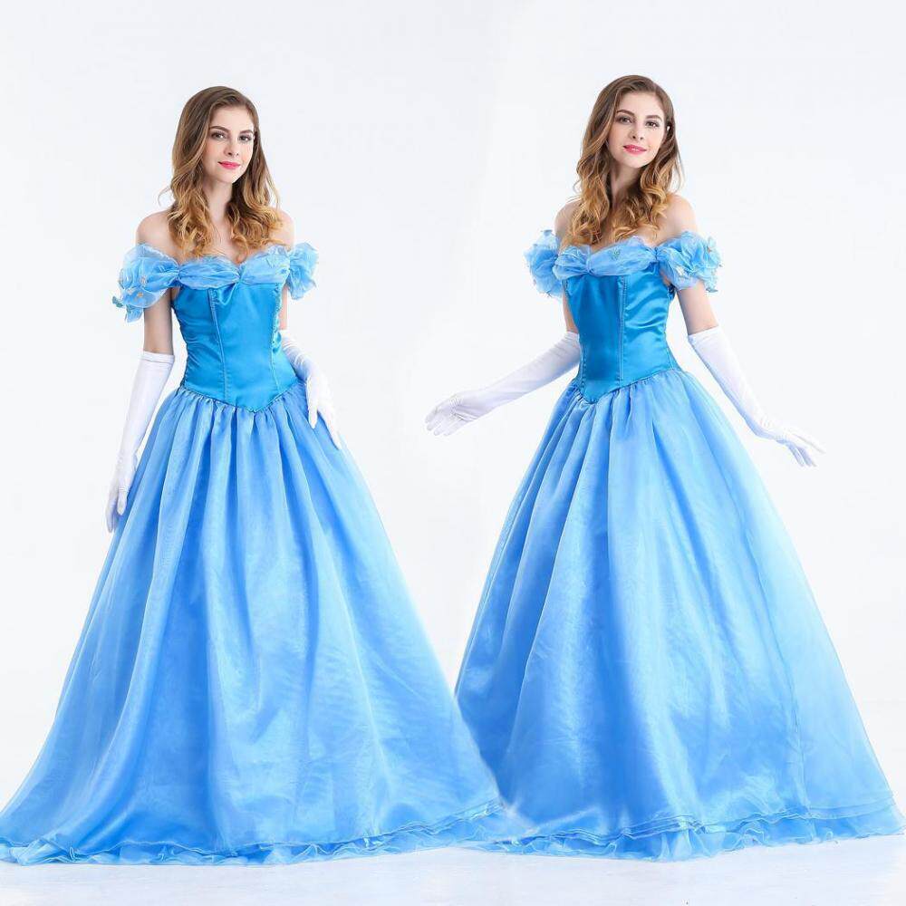 新款欧美游戏制服角色扮演灰姑娘服装蓝色公主服装万圣节女王装