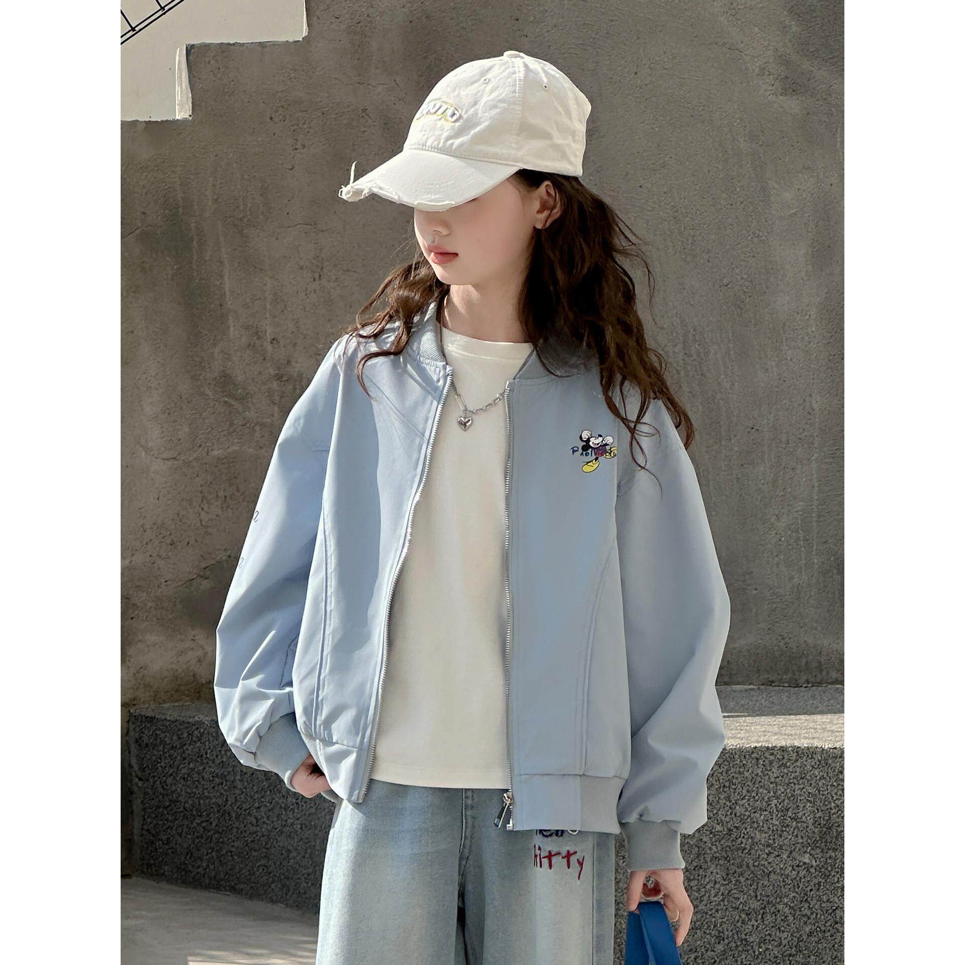 春装装网韩版夹克衫上衣儿童大好看童女服装超外套女童红棒球洋气