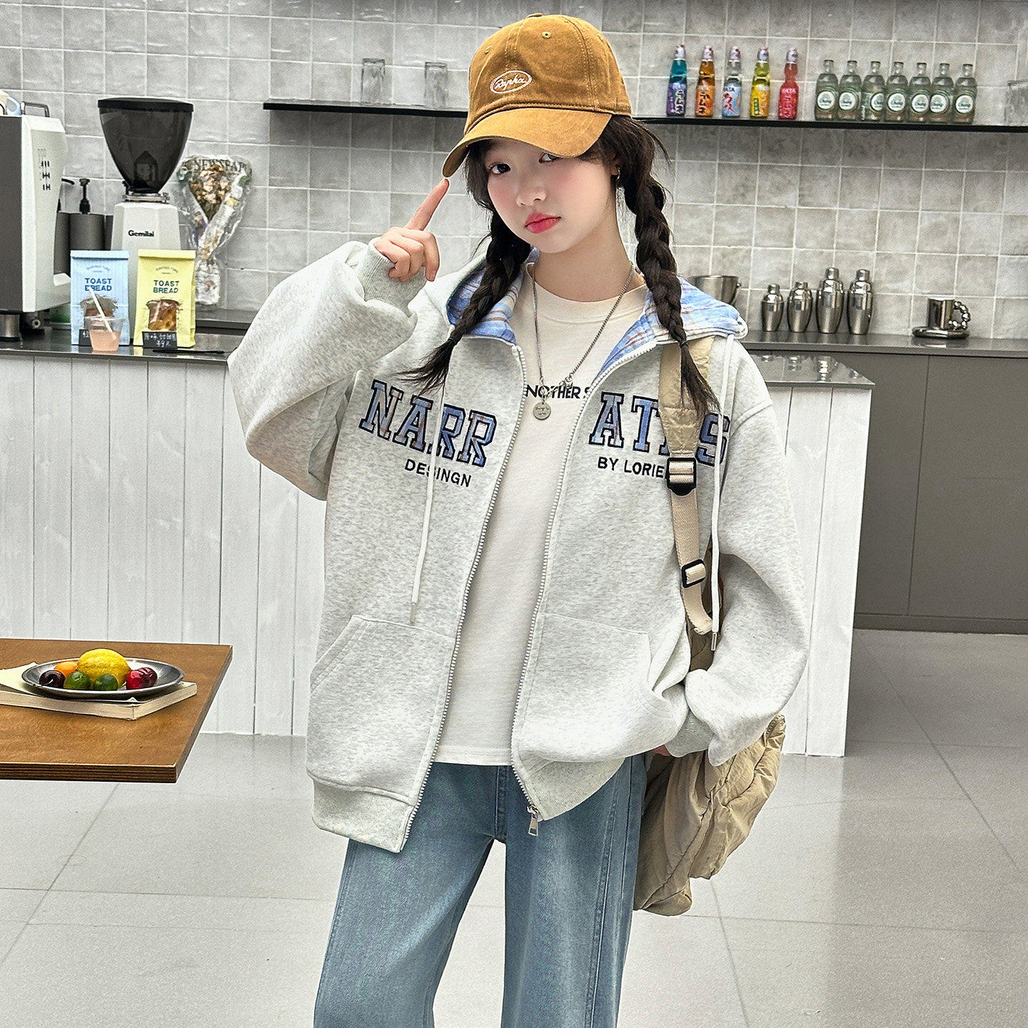 儿童女童卫衣连帽中春季外套上衣洋气女孩大衣服春装新款2026春秋