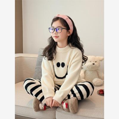 女童薄绒睡衣秋冬款2025