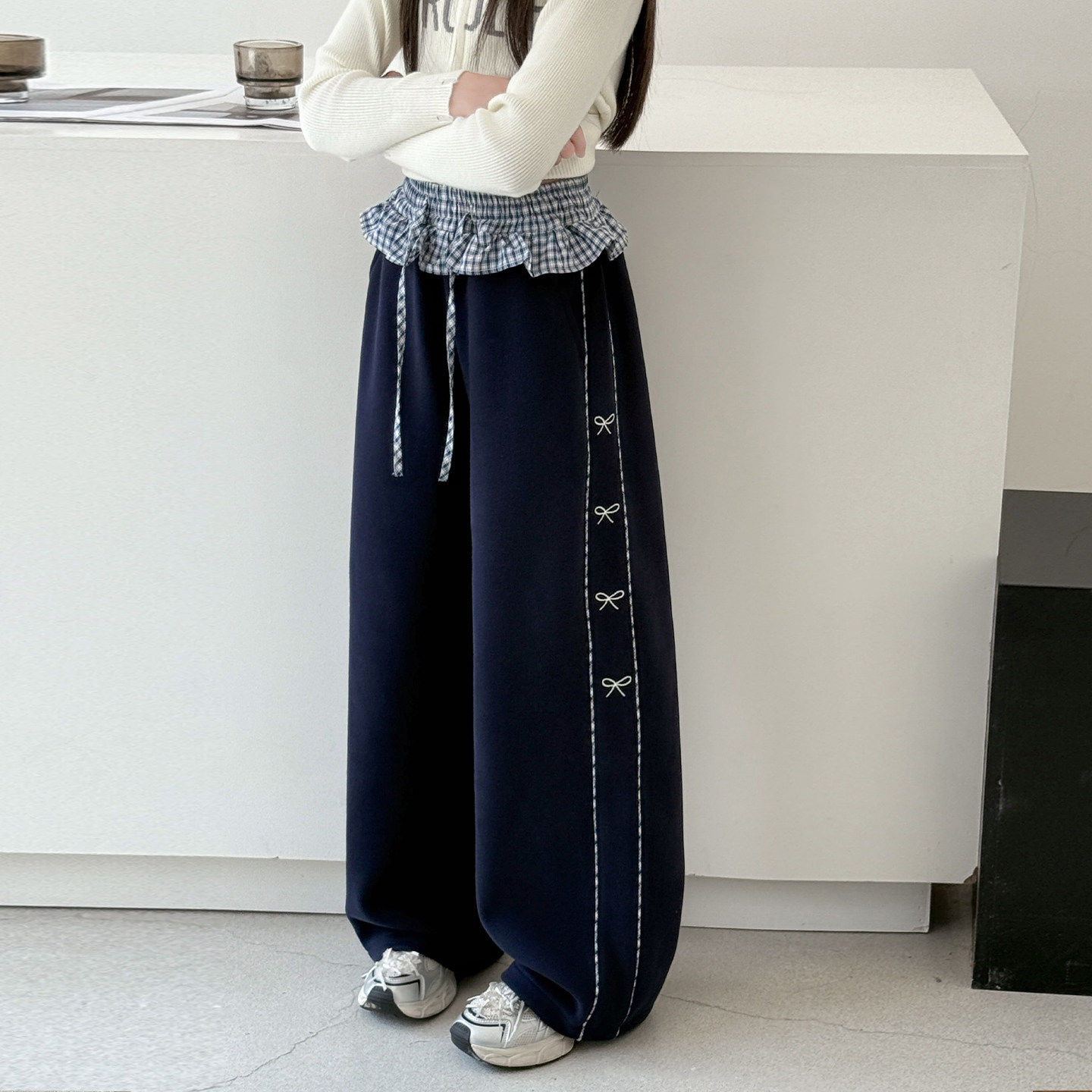 童装大卫裤女童春装运动裤春季宽裤款新款春秋直筒裤子中2026