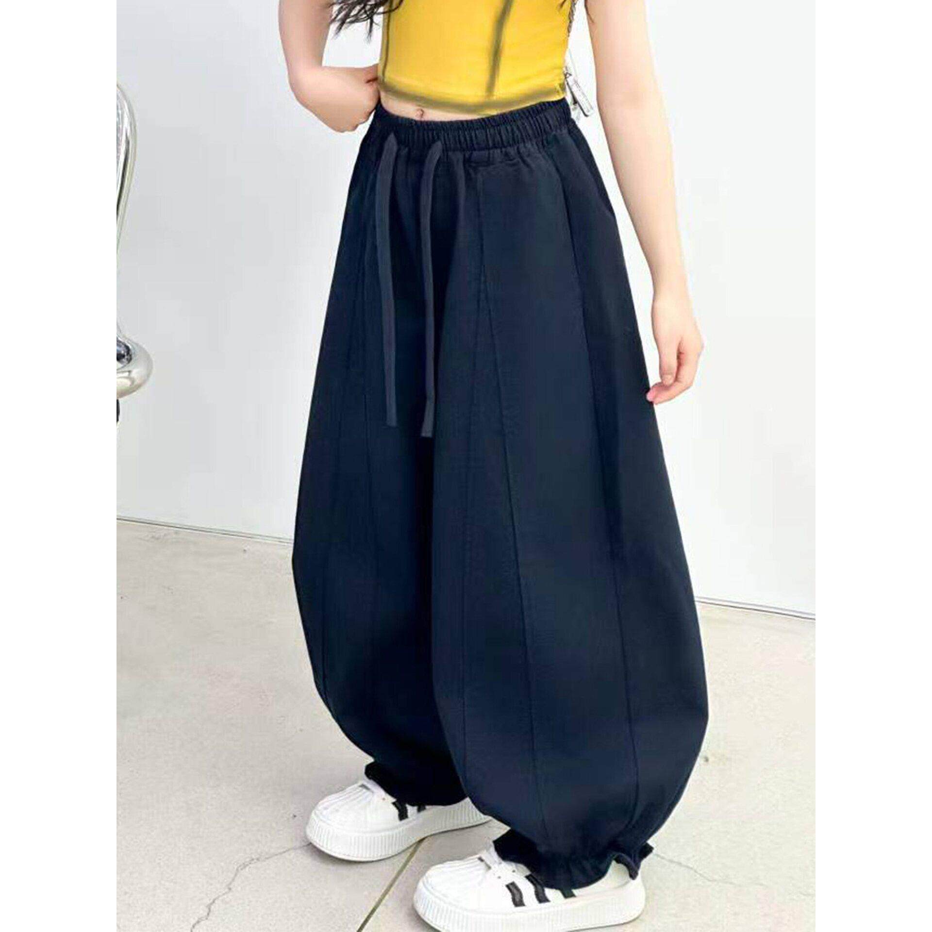 哈伦儿童装女童春装大童女洋气灯笼裤长裤外穿时尚裤子红装网潮裤