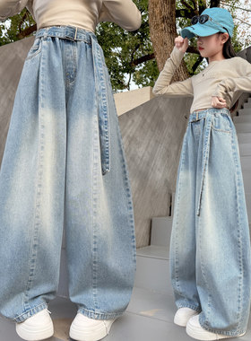 阔腿裤窄版儿童款女孩69岁8牛仔裤女童大童裤子春秋春季韩版7宽松