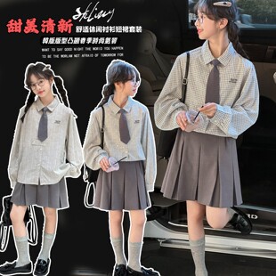 红装网童女装风学院春装两件套百褶裙洋气女童好看套装大儿童超