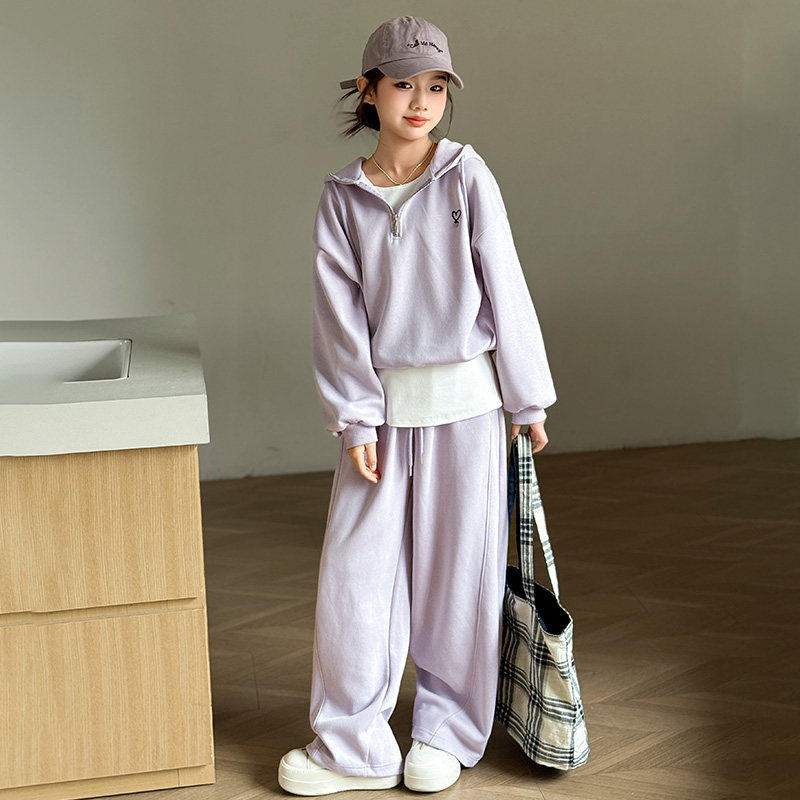 春装新款春秋卫衣2026女大童套装款儿童休闲两件假两件套女童洋气