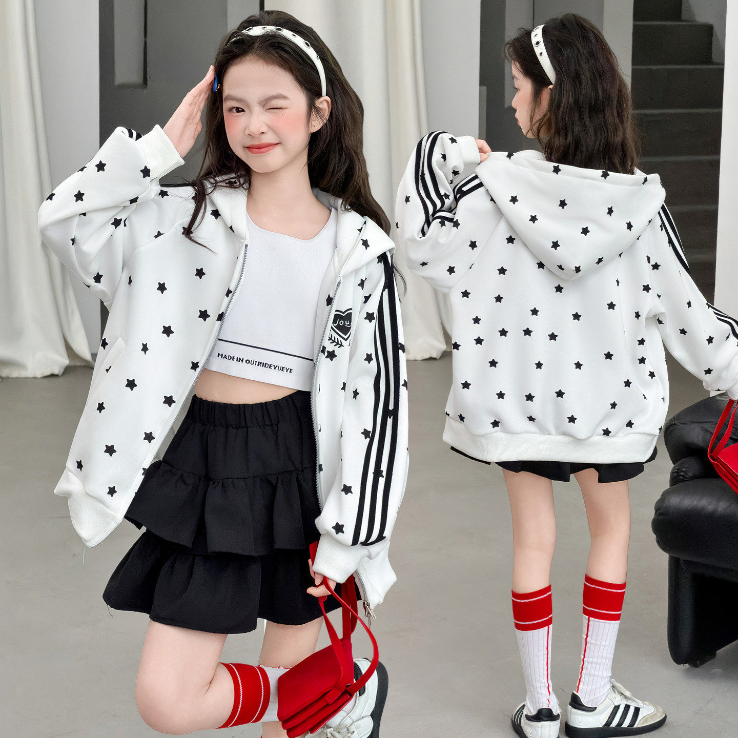 2026连帽新款春秋卫衣女童开衫款洋气外套上衣小女孩春装儿童春季