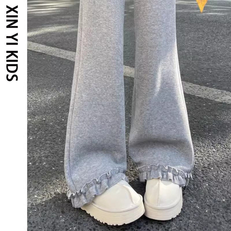 春装休闲裤大童微喇初中新款女孩裤子女童春秋儿童运动喇叭裤洋气