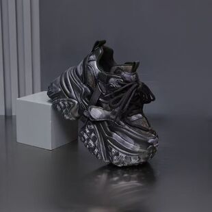 内增高厚底老爹鞋女2026春秋新款渐变擦色复古风高级感运动休闲鞋