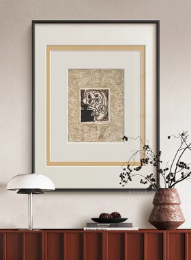 高级感现代法式中古风客厅抽象装饰画北欧小众艺术背景墙玄关挂画