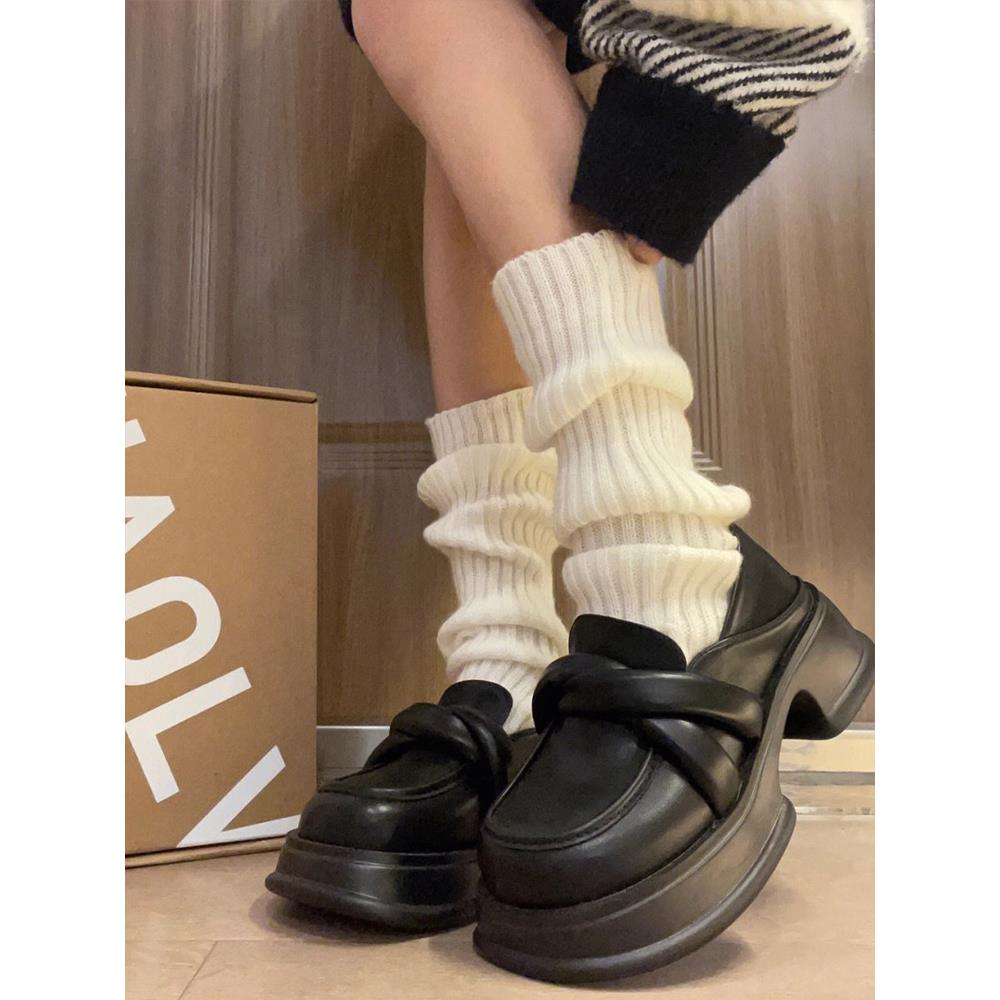 秋冬针织jk袜套子女白色小