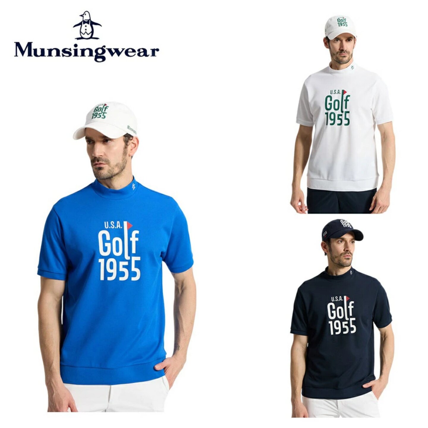 26新款日本Munsingwear万星威夏高尔夫男装短袖T恤小高领上衣正品