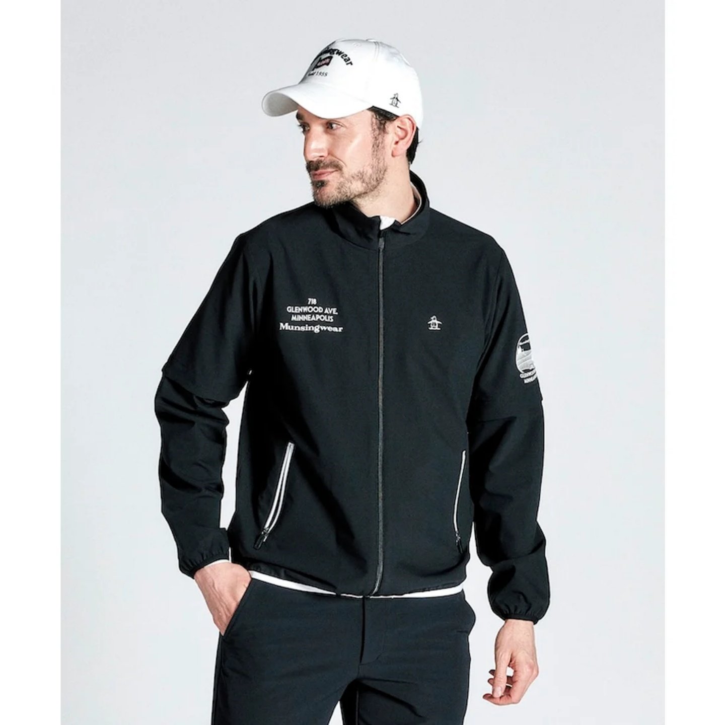 25年款日本Munsingwear万星威高尔夫男装夹克外套短袖马甲两穿